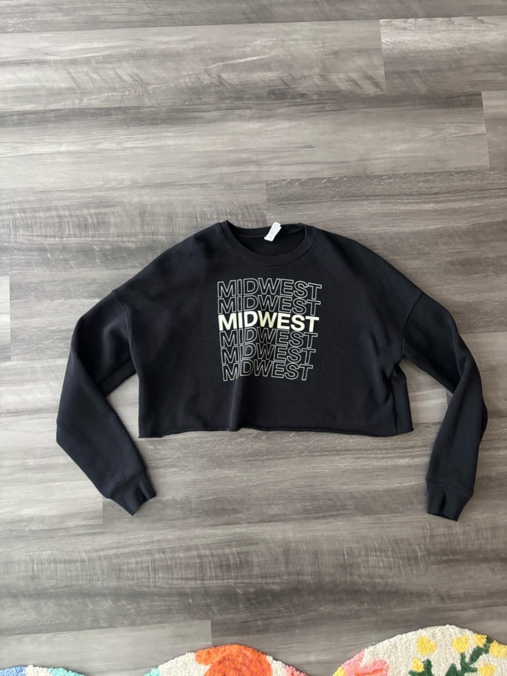 Bella Canvas Black Cropped 'MIDWEST' Sweatshirt